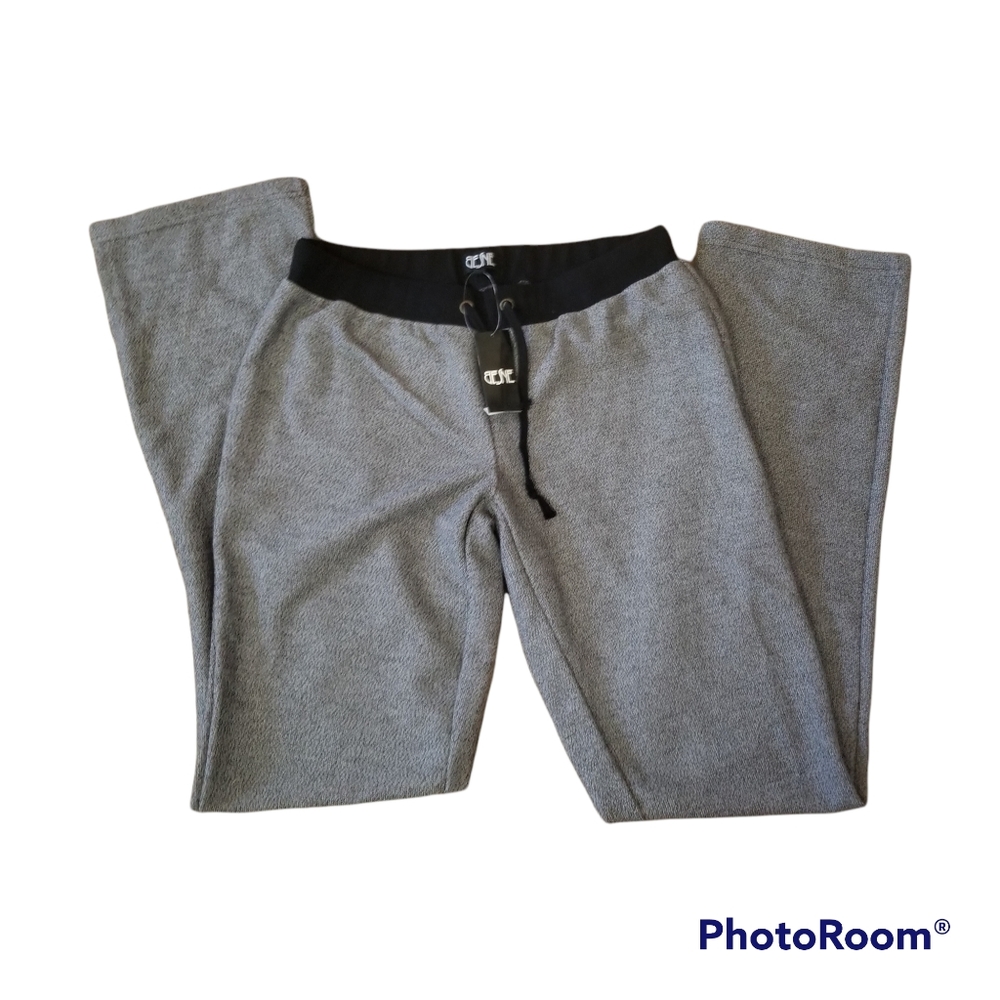 Besne Drawstring Track Jogger Pants W Back Pockets. Black/Gray Women's XL - Picture 3 of 8